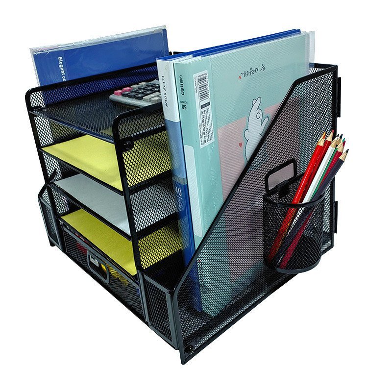 แฟ้มเดสก์ท็อป Rack Organizer กล่อง Rack Rack Office โลหะ Multi-Layer Five-Layer Rack แฟ้ม Sundries Z