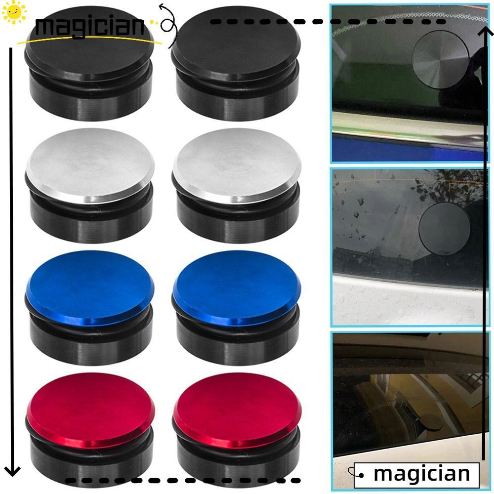 MAGICIAN ชุดปัดน้ําฝนด้านหลัง 1 ชุด, ฝาปิดปลั๊กรูสีเงินสีดํา, อุปกรณ์ตกแต่งรถยนต์อลูมิเนียมสีน้ําเงินสากลที่ทนทาน