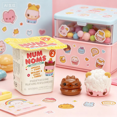 Num Noms Series 2 Mystery Packs ลิปกลอสหอมสารพันหรือแสตมป์สะสมขนมเด็กของขวัญขายดีใหม่
