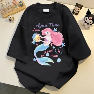 【จัดส่งตลอด 24 ชั่วโมง】NFV สไตล์เกาหลี💖เสื้อยืดเปล่า เสื้อยืดทรงหลวม ดีไซน์คลาสสิค ลายเงือกน้อย ระบายอากาศ YG307