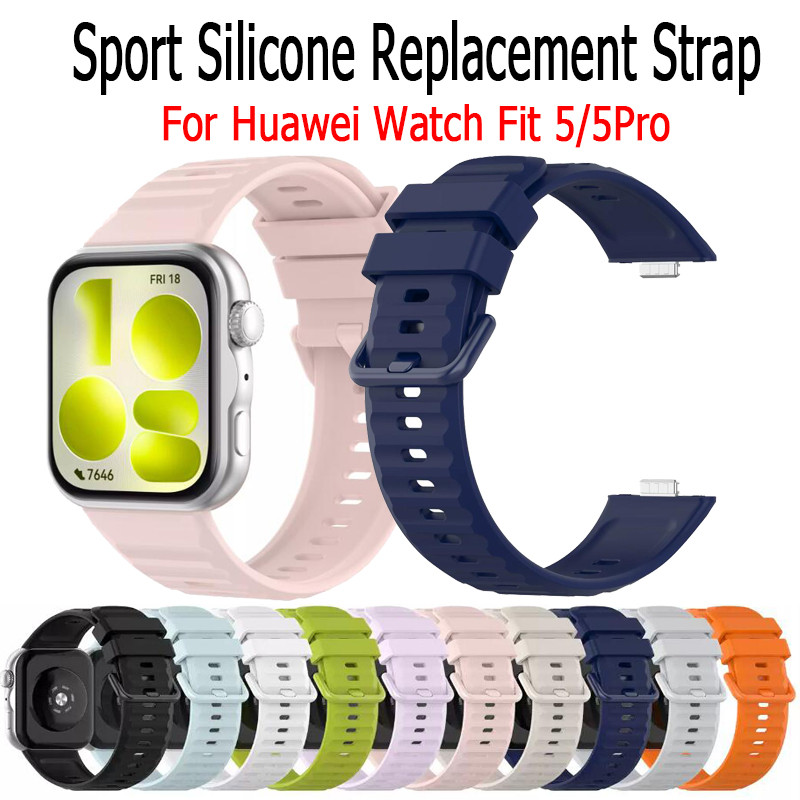 สาย silicone สำหรับ Huawei Watch Fit 5 Pro สายกีฬาระบุเปลี่ยนได้สำหรับ Huawei Fit 5 5 Pro สายนาฬิกาส