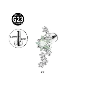 1 ชิ้น/เดี่ยวหัวใจ Star Shape Labret G23 ไทเทเนียมหู Tragus ต่างหู Helix Pinna เจาะ 16gauge Hypoallergenic