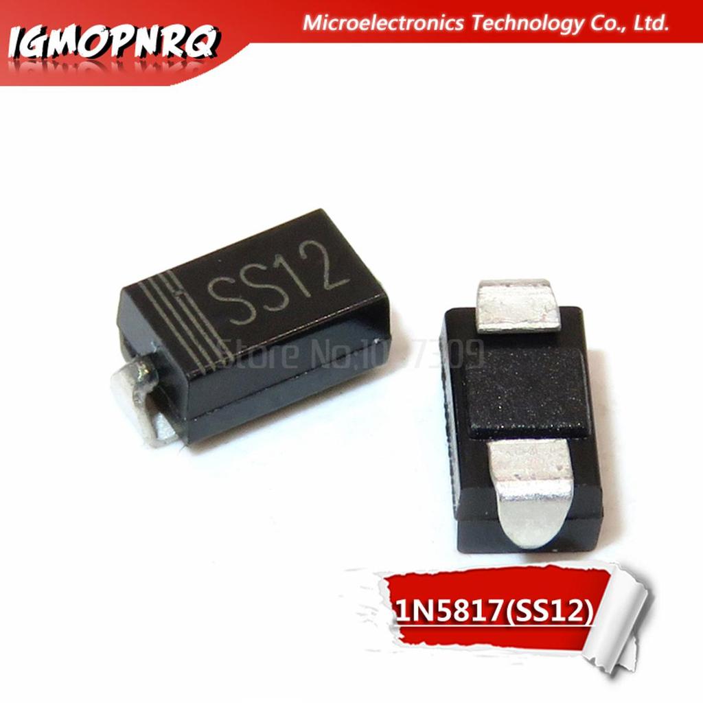100 ชิ้น SMA 1N5817 smd ไดโอด ss12 1A 20V do-214ac IN5817 Schottky