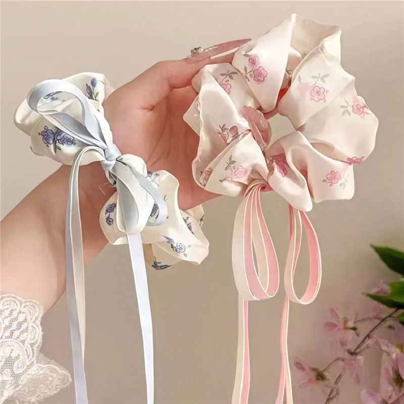 โบว์ Scrunchie แฟชั่นเกาหลีบุคลิกภาพที่สวยงามอเนกประสงค์ Bow Hair Tie ขนาดใหญ่ลําไส้แหวนผมเครื่องประดับผม