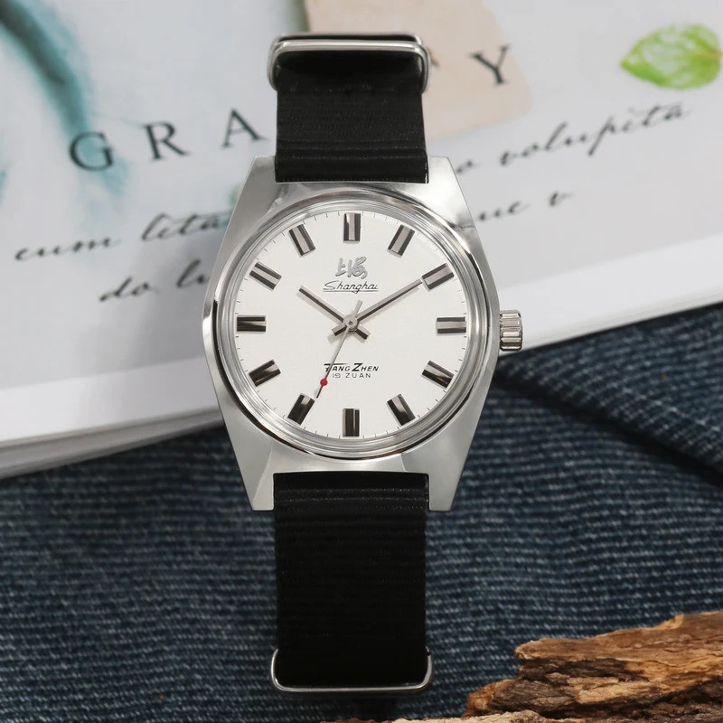 Shanghai 7120 36MM Hand-Wind Mechanical Watch 7120 กันน้ํา Bauhaus Design นาฬิกาสําหรับชายขายส่ง
