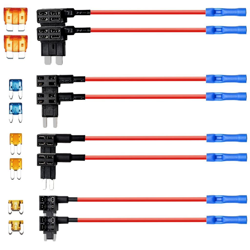 4 ประเภท Add-a-Circuit Fuse Tap Adapter พร้อม Standard & Mini & Low Profile Mini & Micro2 Blade Fuse