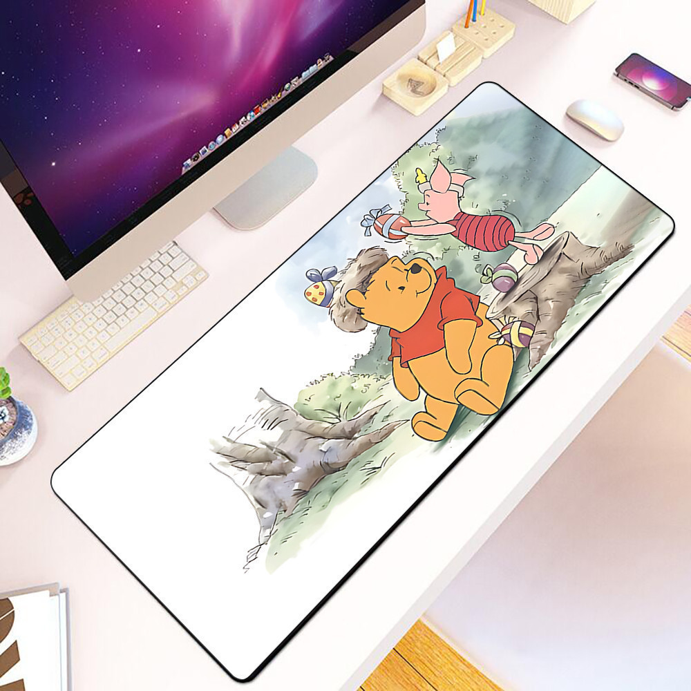 น่ารัก Winnie the Poohs Mousepad HD พิมพ์คอมพิวเตอร์ Gamers ล็อคขอบแผ่นรองเมาส์กันลื่น XXL90x40 ซม.คีย์บอร์ด PC โต๊ะ Pad-bca321