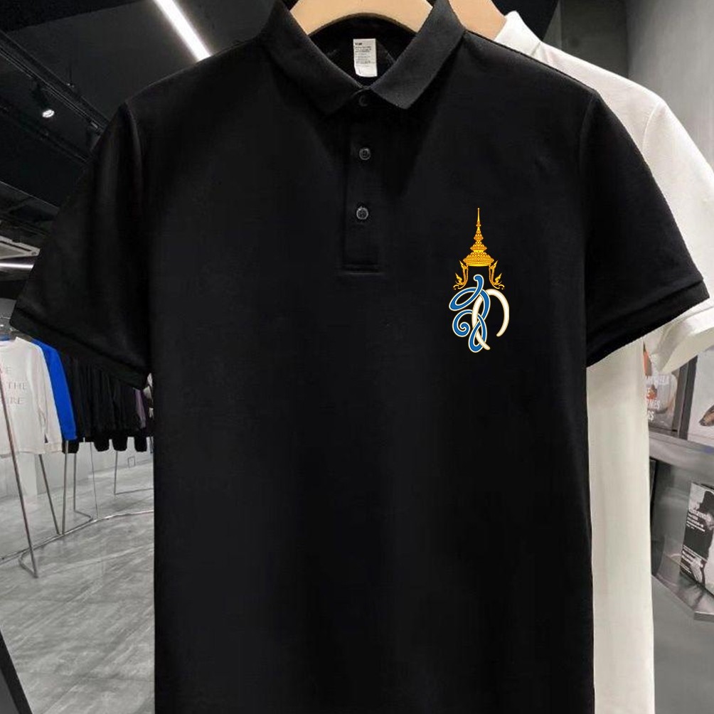 เสื้อ Polo ลายราชสกุลไทยสำหรับทำงาน ผ้าฝ้ายแท้ คอกลม สีหลายสี สไตล์ธุรกิจ มีไซส์ S-3XL