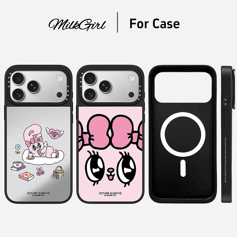 กระจกแม่เหล็ก Bowknot กระต่ายเคสโทรศัพท์สําหรับ iPhone 17 Pro Max 17 Air 16 Plus 15 14 13 12 11 กันกระแทกป้องกันปลอก