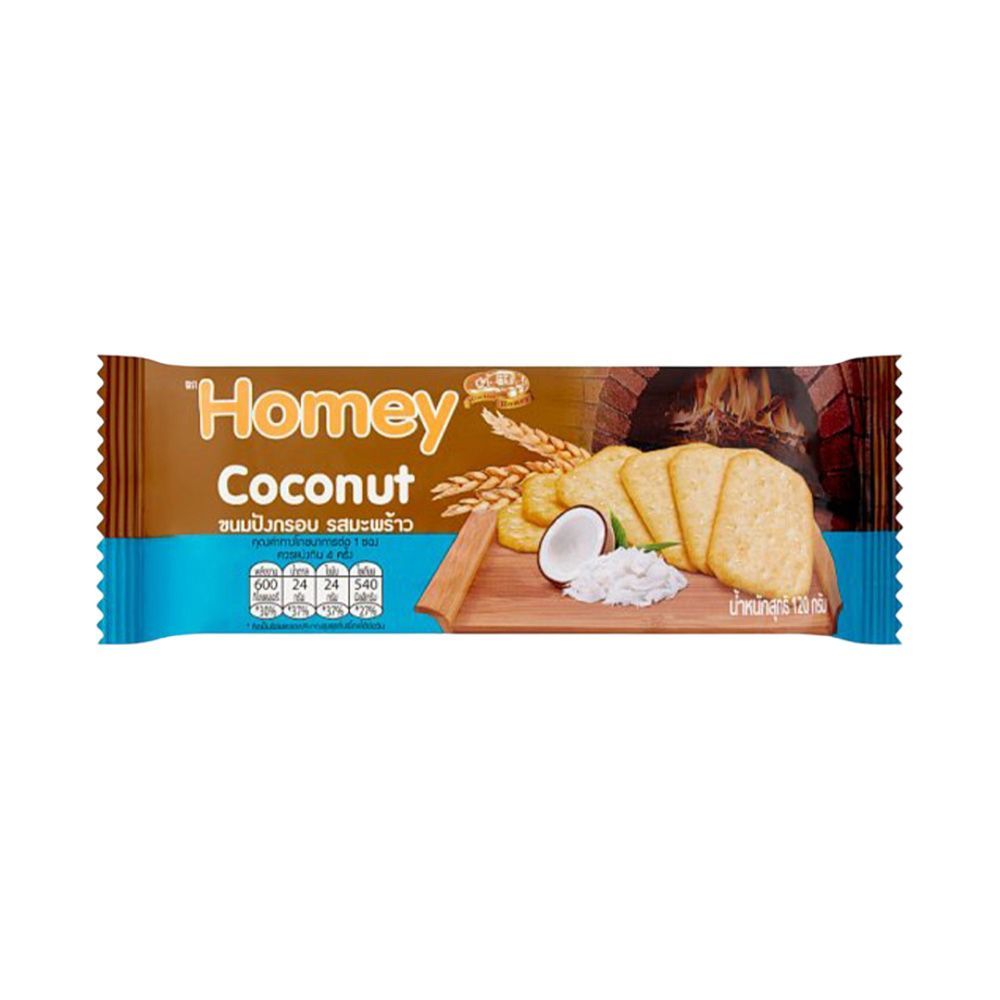 [สินค้าส่งด่วน] โฮมมี่ขนมปังกรอบ มะพร้าว 120ก. HOMEY CRACKER-COCONUT 120 G.