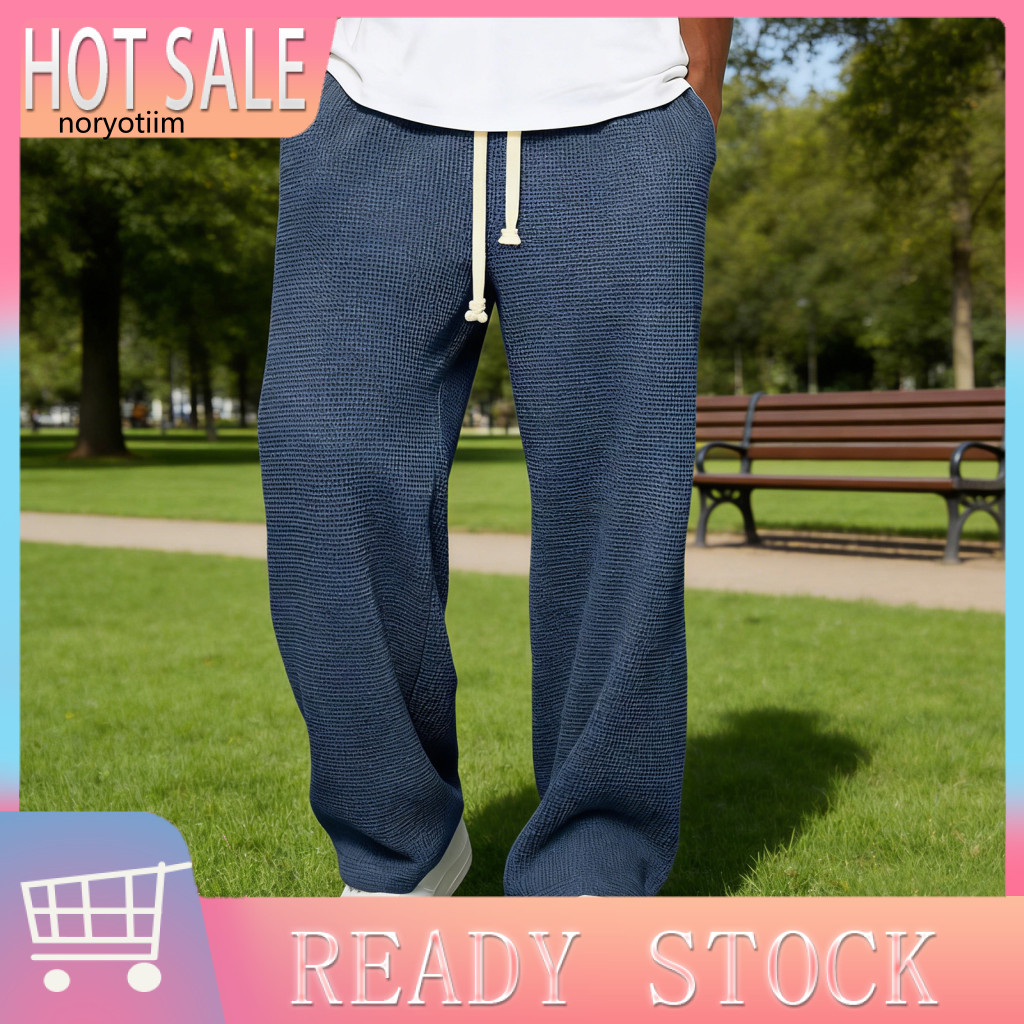 NOR Men Casual Baggy กางเกงหลวม Fit Men กางเกงผู้ชาย Casual Baggy กางเกงขากว้างทรงหลวม Drawstring เอ