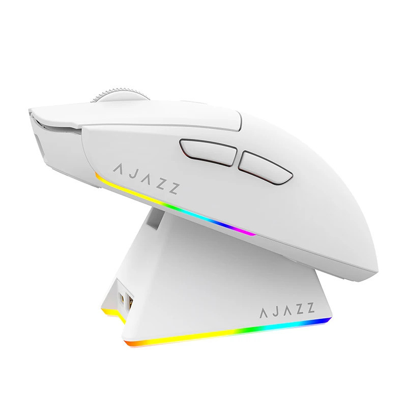 AJ139-V2-MC Tri-mode แบบมีสาย/2.4GHz/BT เมาส์สําหรับเล่นเกมไร้สายพร้อมฐานชาร์จแม่เหล็ก PAW3311 Gamin