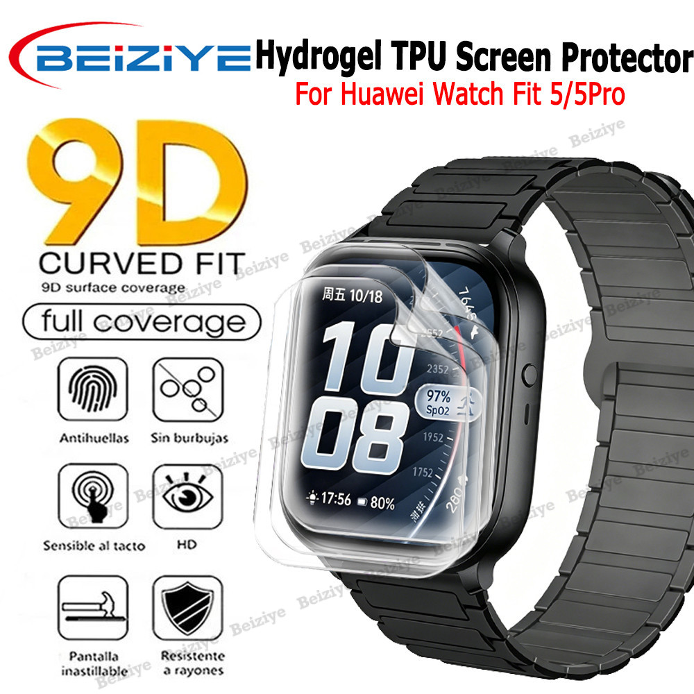 Beiziye Hydrogel ป้องกันฟิล์มสำหรับ Huawei Watch Fit 5 5 Pro Soft Clear Screen Protector สำหรับ Huawei Fit 5 5Pro ฝาครอบไม่ใช่แก้ว