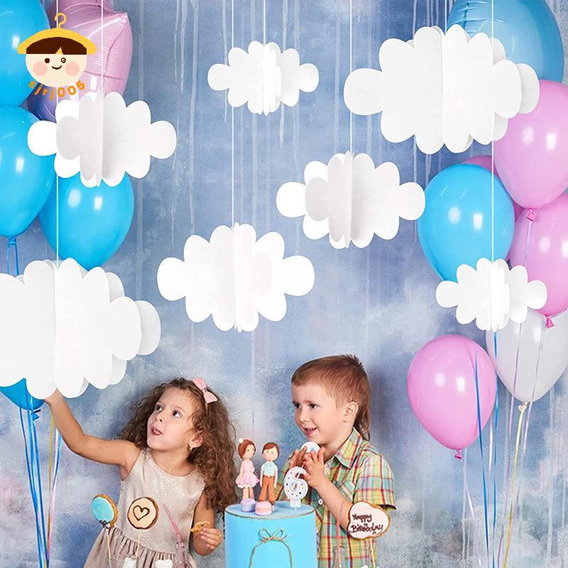 〔8C05〕 16 ชิ้น 3D Cloud ตกแต่งสีขาวแขวนเมฆสําหรับเพดาน Cloud Party ตกแต่ง Cloud เครื่องประดับแขวนเพด