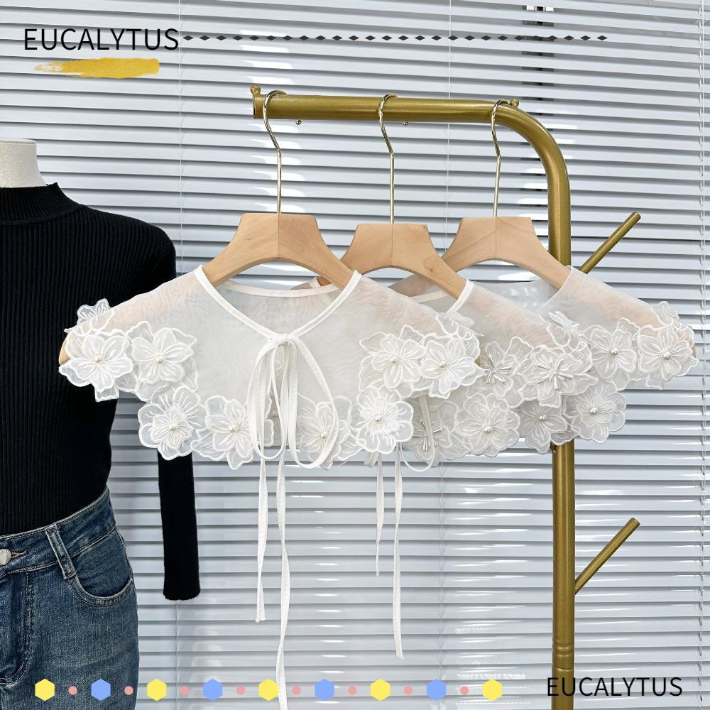 เสื้อลูกไม้ผู้หญิง พร้อมปกปลอม organza และผ้าคลุมไหล่ ออกแบบให้ถอดออกได้