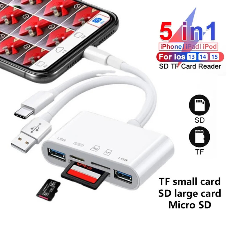 OTG USB กล้อง Multimemory Adapter สําหรับ Lightning ถึง Micro SD TF Card Reader Kit สําหรับ Iphone I