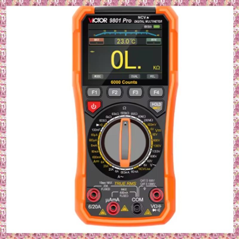 [VR] VC9801pro หน้าจอสีมัลติมิเตอร์แบบชาร์จไฟได้ 1000V/20A 5999Counts NCV/T-RMS พร้อมอุปกรณ์เสริมการ