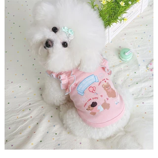Simple Lace Camisole Casual Cartoon Summer Thin Pet Clothes for Small Dogs Bichon Teddy