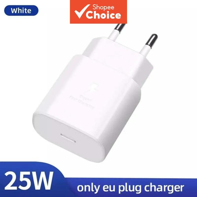 เครื่องชาร์จเร็วพิเศษ PD 25W อะแดปเตอร์ชาร์จไฟแบบ Type C สําหรับ Samsung Galaxy S25 S23U S22Plus S21 Ultra A55 A72 ปลั๊ก EU อุปกรณ์ชาร์จติดผนัง