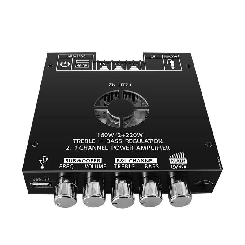 ZK-HT21 เครื่องขยายเสียงโมดูลซับวูฟเฟอร์ TDA7498E สเตอริโอเครื่องขยายเสียงโมดูล DC15-36V AUX/USB อิน