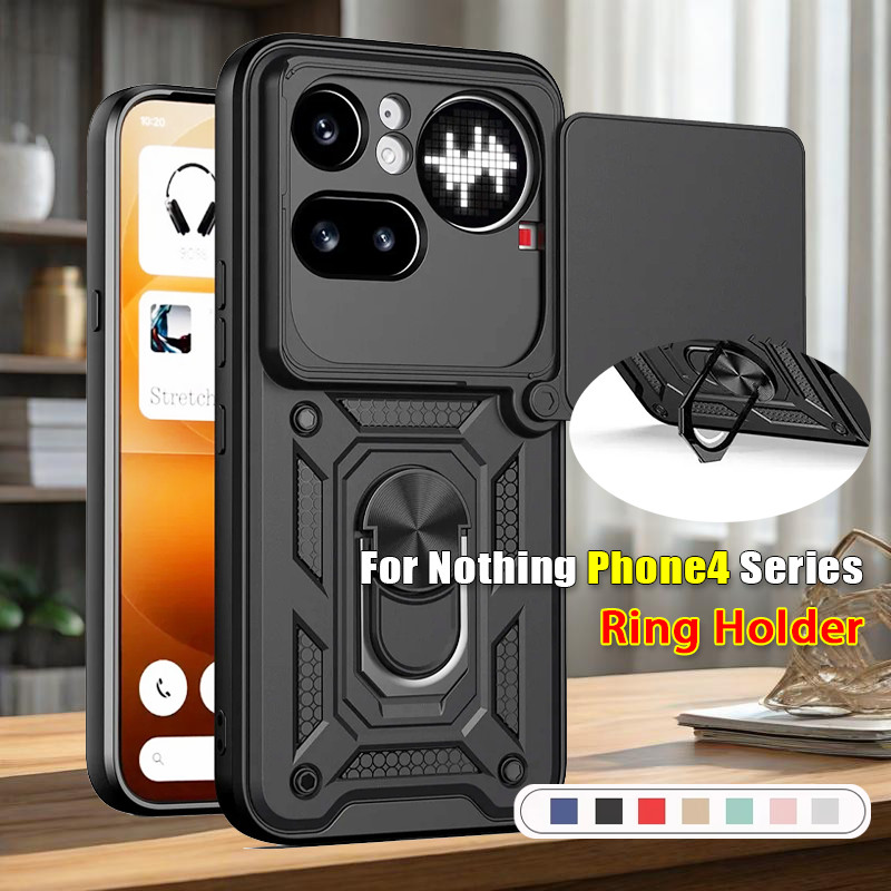เกราะสไลด์กล้องเลนส์สําหรับ Nothing โทรศัพท์ 4a 3a Pro Lite Plus Phone4a 4aPro 3 5G กันกระแทกเคสโทรศัพท์ผู้ถือแหวนปลอกวงเล็บ Stent Push กล้องป้องกันกรณีปกหลัง