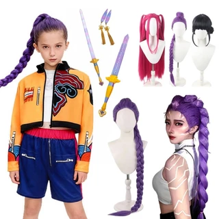 วิกผมคอสเพลย์ เสื้อผ้า วิกผมสีม่วง ผมยาวสำหรับ อุปกรณ์ประกอบฉาก ของเล่นเด็ก