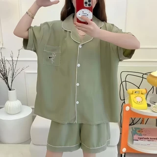 PAJAMAS HOMEWEAR ชุดนอนผู้หญิง ชุดนอนโอเวอร์ไซส์ 🎄 สีพื้น ผ้านุ่ม ใส่สบาย รอบอก 50 นิ้ว สต๊อกแน่น พร้อมส่ง W235