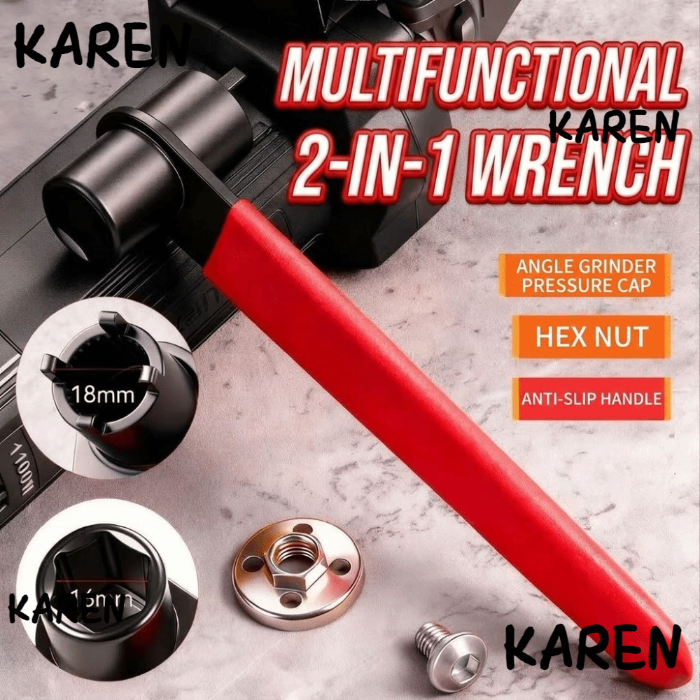 KARENGOODS ประแจถอดเครื่องบด ประแจเครื่องบดมุม 2-in-1 ที่วางจําหน่ายอย่างรวดเร็ว โครงสร้างแข็งแรง การดําเนินงานง่าย ประแจสี่ขากรรไกรอเนกประสงค์ที่ทนทาน ใช้งานอุตสาหกรรม