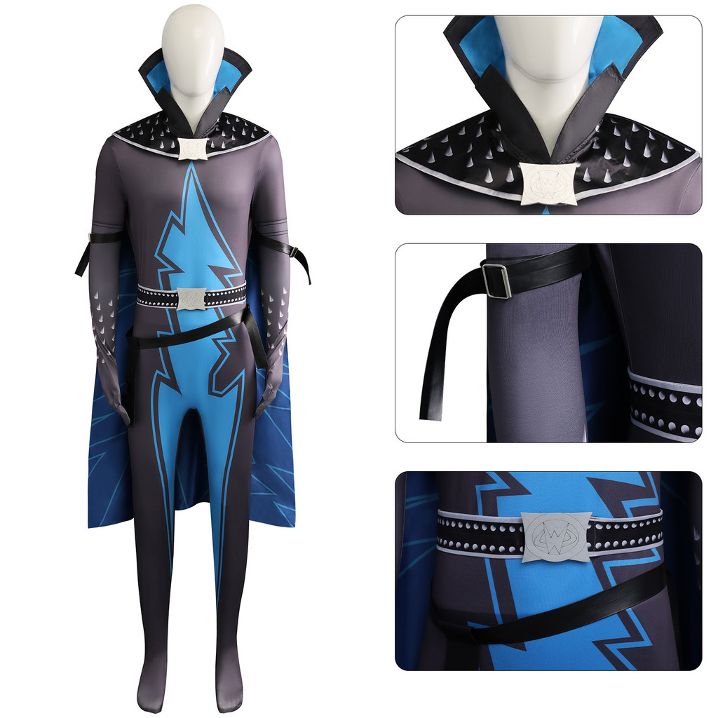 Super Villain Megamind cosplay costume jumpsuit with cape for stage performance