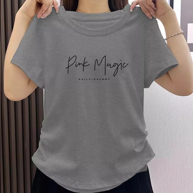 "เสื้อแฟชั่นผู้หญิง " คอกลม เสื้อยืดทรงจีบธรรมดาสำหรับผู้หญิง ทรงสลิมฟิต หลากสี ผ้าใส่สบาย(การจัดส่งสินค้าในกรุงเทพฯ)