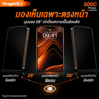 ฟิล์มกันเสือก 28° 500C เต็มจอ ไร้ขอบ กันมองด้านข้าง ไม่ดันเคสสำหรับ IPHONE XR 11 12 13PROMAX 14PRO 15 16PROMAX 17PROMAX