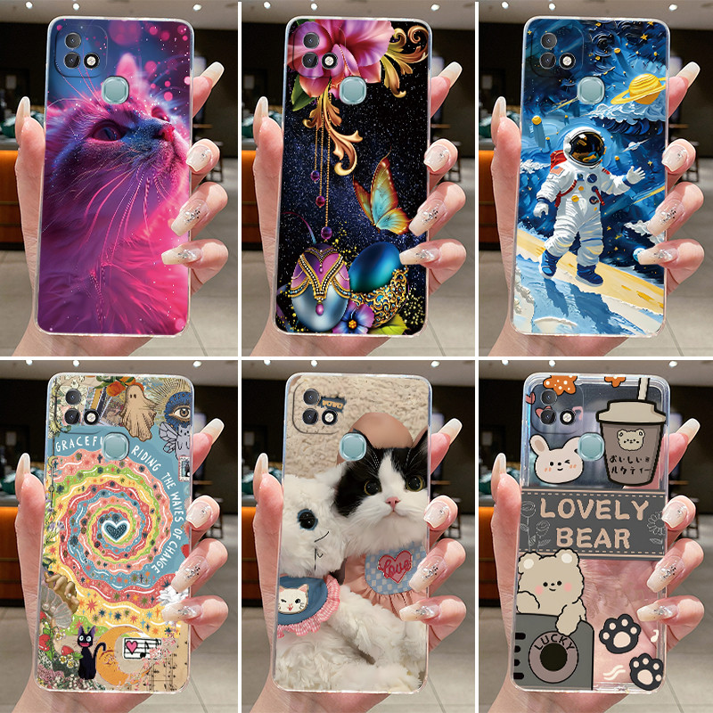 สําหรับ Infinix Hot 10i X659B PR652B PR652C X658B เคสโทรศัพท์โปร่งใสน่ารักการ์ตูนสําหรับ Infinix สมา