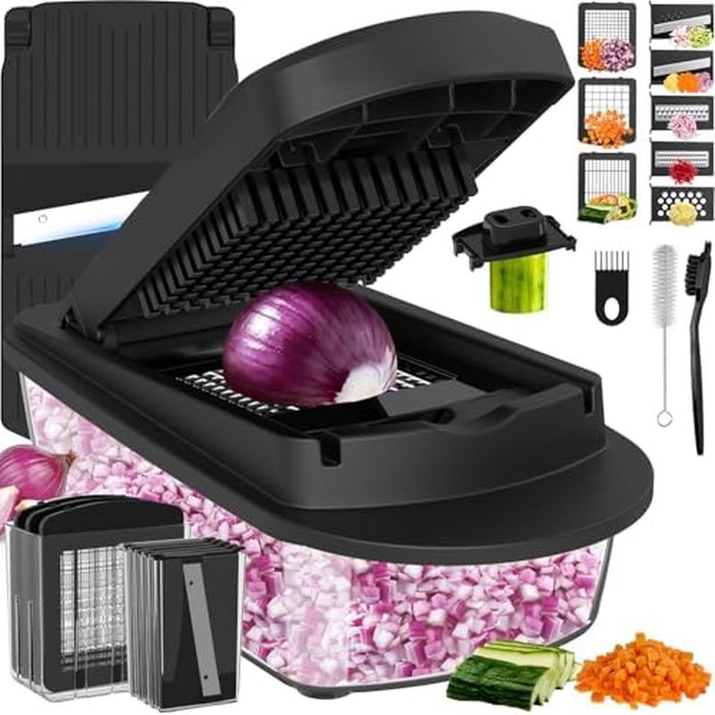 8 Blade All-in-1 Vegetable Chopper Mandoline Slicer with Container, Food Chopper, Onion Chopper, Veg