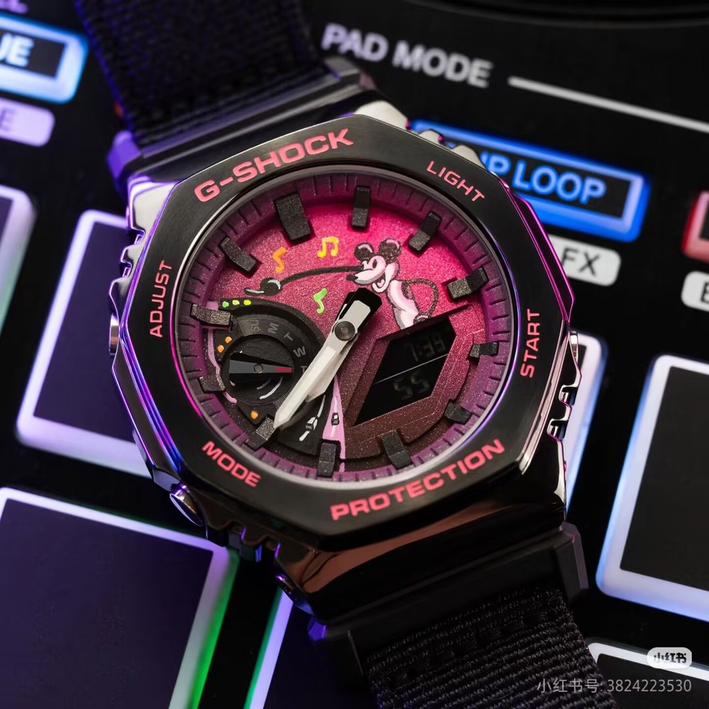 GM-2100CB-2100 DJ willaie นาฬิกาสปอร์ตผู้ชายพร้อมสายไนลอน สายนาฬิกาเรซินเปลือกโลหะ p675