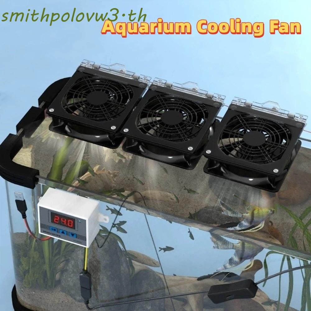 SMITHPOLO พัดลมระบายความร้อนตู้ปลา, ปรับมุมได้ Fast Cooling Fish Tank Fan, Chiller Control USB Quiet