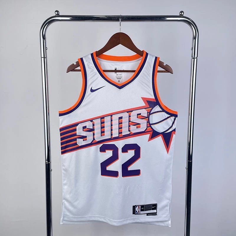 SW Version NBA24 New Season Sun Team No. 22 Ayton Jersey เสื้อบาสเกตบอลชาย Retro Hot Press Jersey To