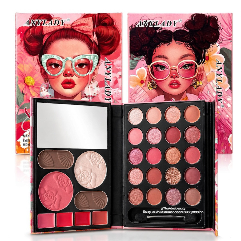 พาเลท พาเลทกระเป๋า Eyeshadow​ พาเลท​ทาตา อายแชโดว์​ Anylady​ 28 เฉดสี​ เนื้อแมท เนื้อชิ​มเมอร์​ พกพา
