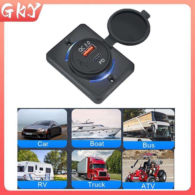 GKY B21PD QC + PD/ B21 A + C 3.1A Car Charger Dual USB อะแดปเตอร์รอบรูปร่างกันน้ํา Soaet อะแดปเตอร์ส