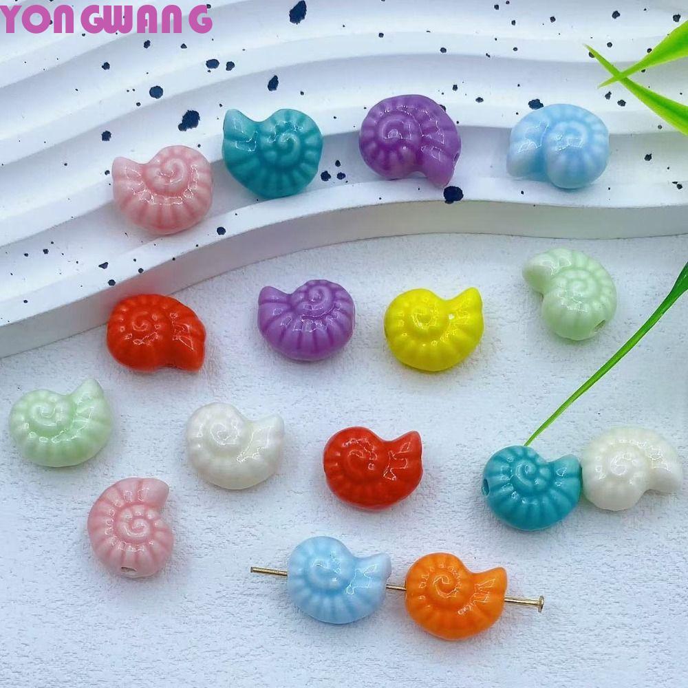 YONGWANG66HR 10 ชิ้น/ถุงหอยทากลูกปัด,Handmade Craft เซรามิคเซรามิค Spacer ลูกปัดหลวม,แฟชั่นสร้อยคอต่