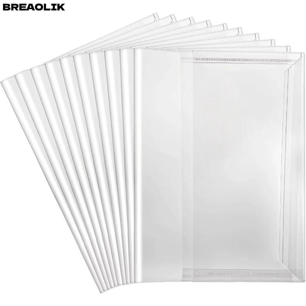 BREAOLIC 10 ชิ้น/เซ็ตหนังสือฝาครอบป้องกัน, A4/A5/16K กันน้ําห่อหนังสือ, เรียบง่ายโปร่งใสตําราผิวนักเรียนใช้