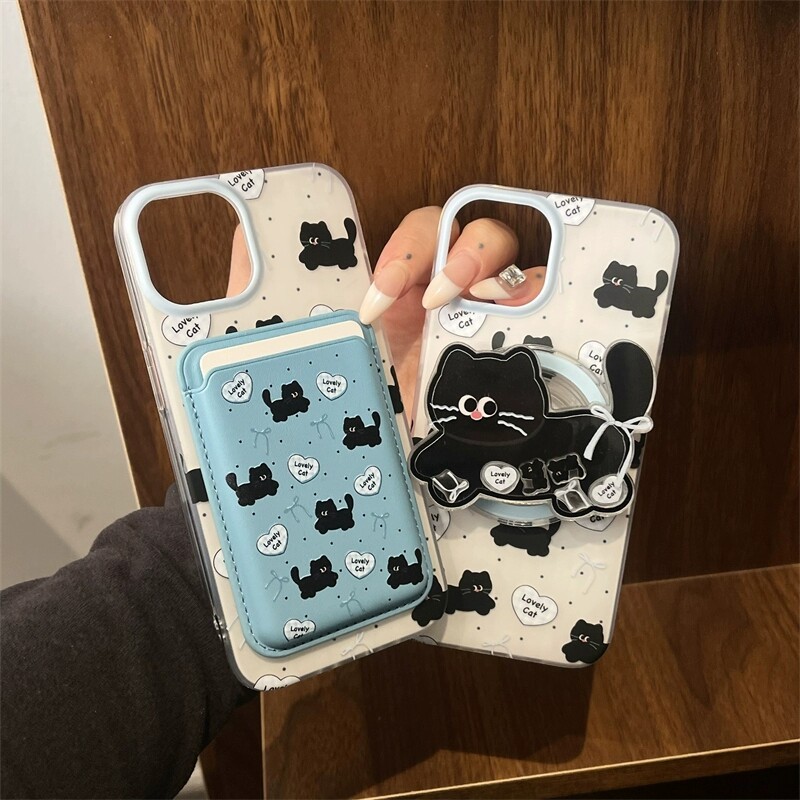 magsafe wallet magnetic wallet Black Cat Magnetic Card Holder เหมาะสําหรับเคสโทรศัพท์ OPPO FindX8ult