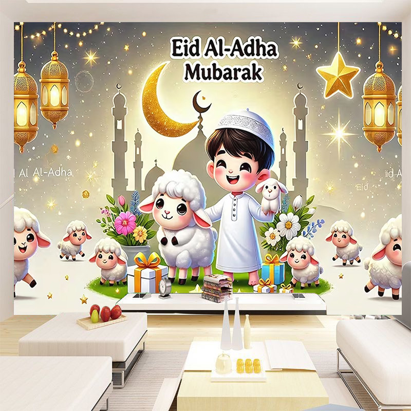 Sacrifice Eid al-Adha Tapestry อิสลามวันหยุดบรรยากาศตกแต่งพื้นหลังผ้า