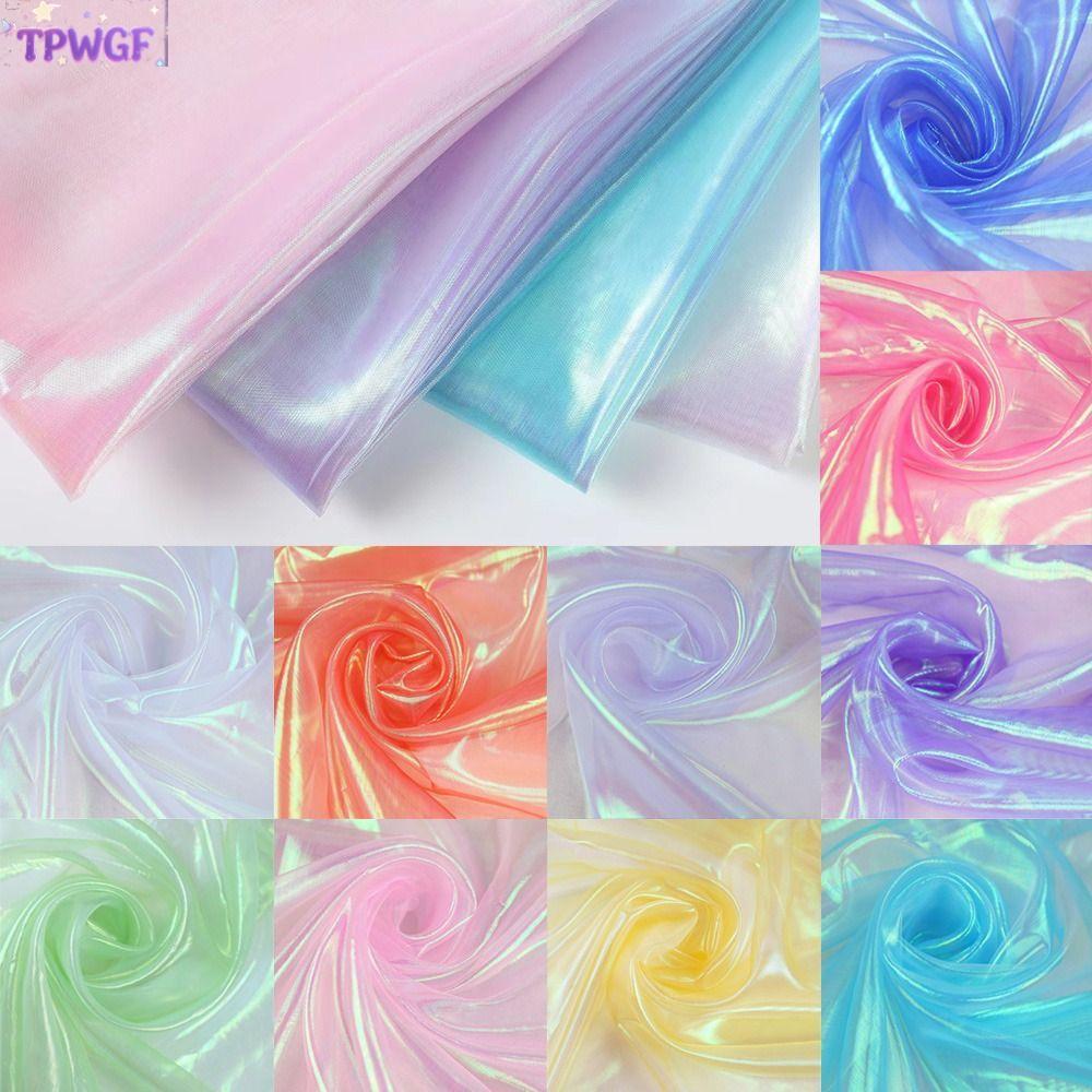 TPWGF Laser Tulle, ผ้า Organza โปร่งใสบาง, ตกแต่ง Tulle Shiny Soft Tulle ผ้า Stage