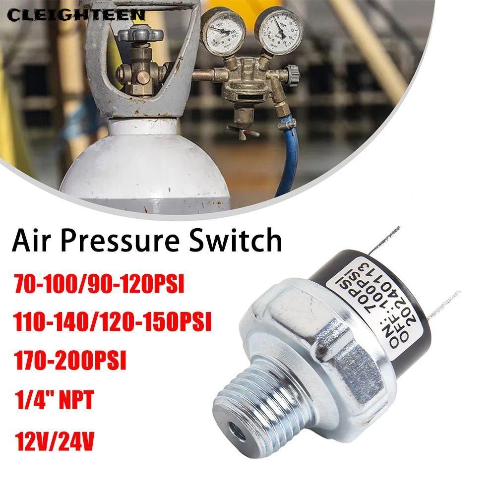 CLEIGHTEEN สวิตช์คอมเพรสเซอร์แอร์, 700/90-120/110-140PSI 12V/24V สวิตช์แรงดันอากาศ, ทนทาน 1/4 "NPT สวิตช์แรงดันสําหรับถังอากาศอลูมิเนียมอัลลอยด์ควบคุม