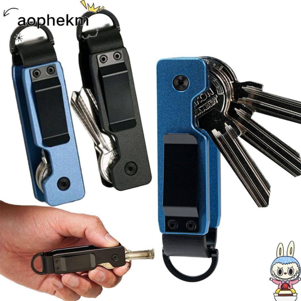 AOPHEKM Key Holder, Compact Holds 2-5 Keys Key Organizer, Metal Minimalist Keys Fob Outdoor