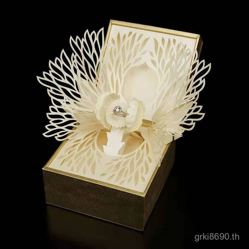 กล่องแหวนสามมิติ peter กลีบ Creative dahmen กล่องเครื่องประดับ Pop-up High-End กล่องกระดาษสร้อยคอเยอ