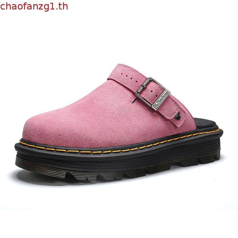 Dr.Martens Men Birkensotck Suede Sandals Martin รองเท้าแตะหนังแท้ยาง Soled รองเท้า HEM2