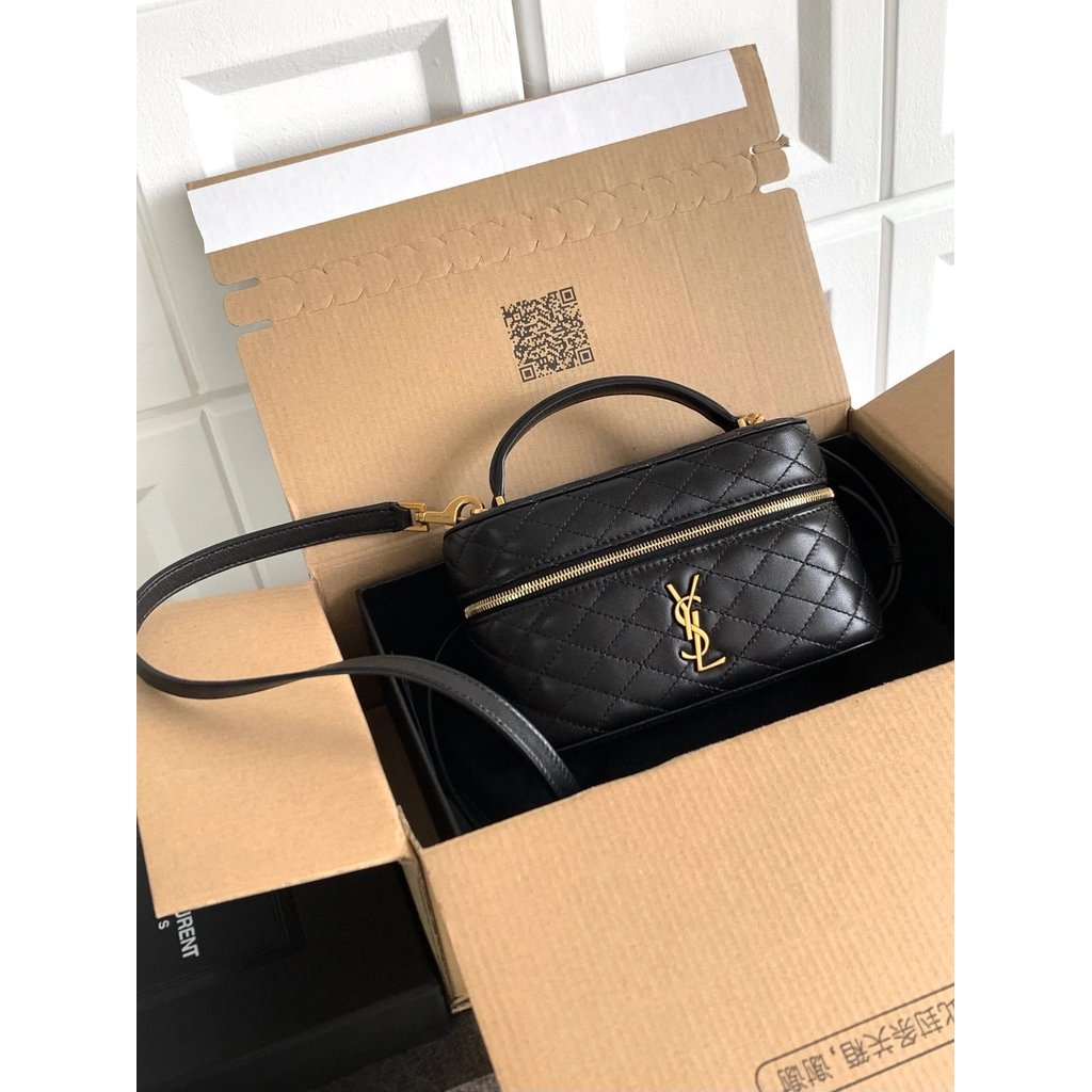 [สินค้าช่อง] YSL 24S Pring สไตล์ใหม่ Gaby Vanity กระเป๋าเครื่องสําอางซิปเปิดปิดกระเป๋าสะพายข้างที่นี