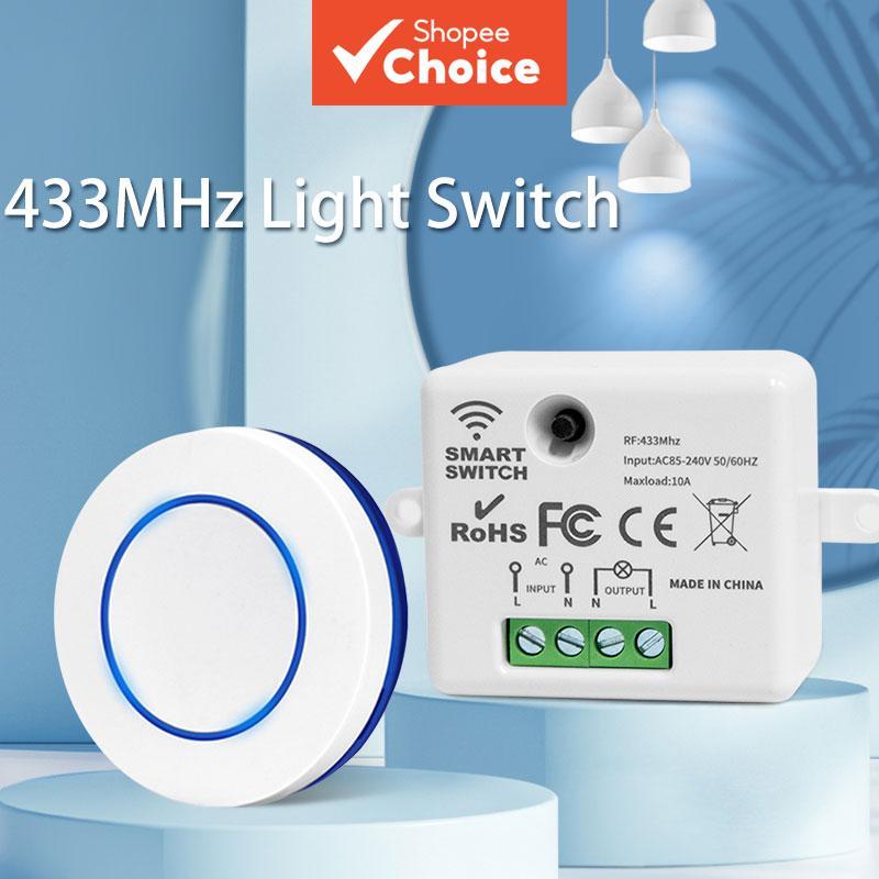 สวิตช์ไฟไร้สาย รีโมทคอนโทรล RF 433MHz รีเลย์รับสัญญาณ 220V 110V 10A สําหรับโคมไฟ LED