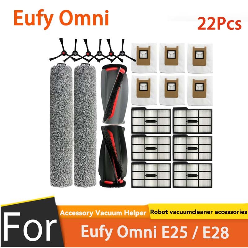 อุปกรณ์เสริมที่รองรับสําหรับเครื่องดูดฝุ่นหุ่นยนต์ Eufy Omni E25 E28 (ชุด 22 ชิ้น)